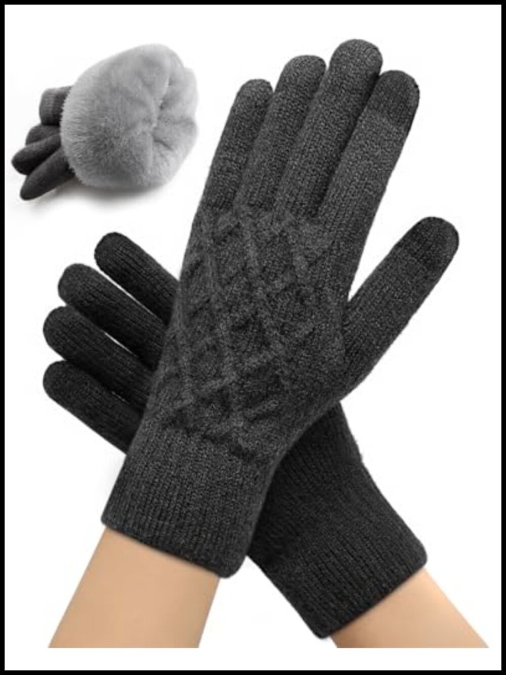 Wool Blend Knit Winter Gloves Touchscreen Thermal Lining Cold Weather Driving